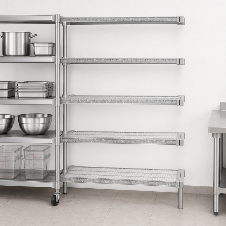 Product image #3 for EagleGard 5-Tier Add-On Wire Shelving Unit, 42" x 21" x 74", Hybrid Epoxy Finish