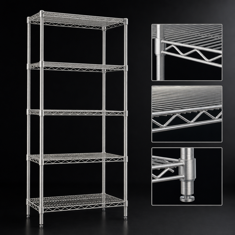 Product image #3 for EAGLEbrite 5-Tier Wire Shelving Starter Unit, 24W x 18D x 74H, Zinc Finish