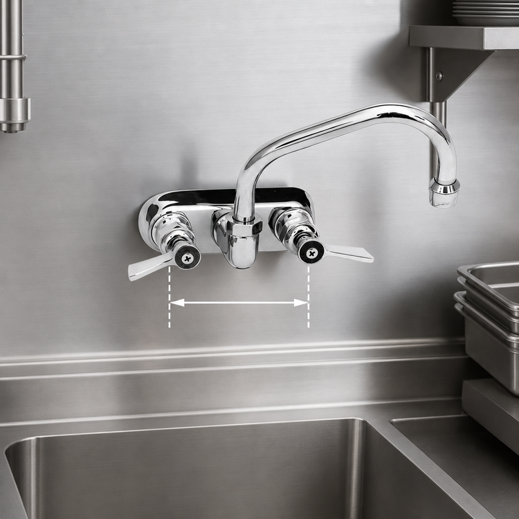 Product image #3 for Fisher Low-Lead Brass 4-Inch Center Backsplash Faucet with 12-Inch Swing Spout and Lever Handles