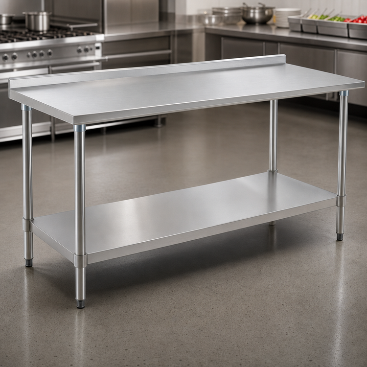 Product image #3 for Eagle Deluxe Series 48" x 36" Stainless Steel Work Table with Rear Upturn and Adjustable Undershelf