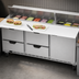 Thumbnail image #4 for Beverage Air 72-Inch Three-Section Sandwich Top Refrigerated Prep Table with 4 Drawers, 1 Door, and 18-Pan Opening