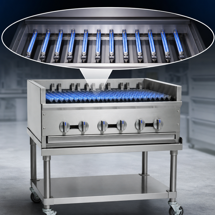 Product image #3 for Imperial Pro Series 60-Inch Gas Countertop Radiant Charbroiler with 10 Stainless Steel Burners