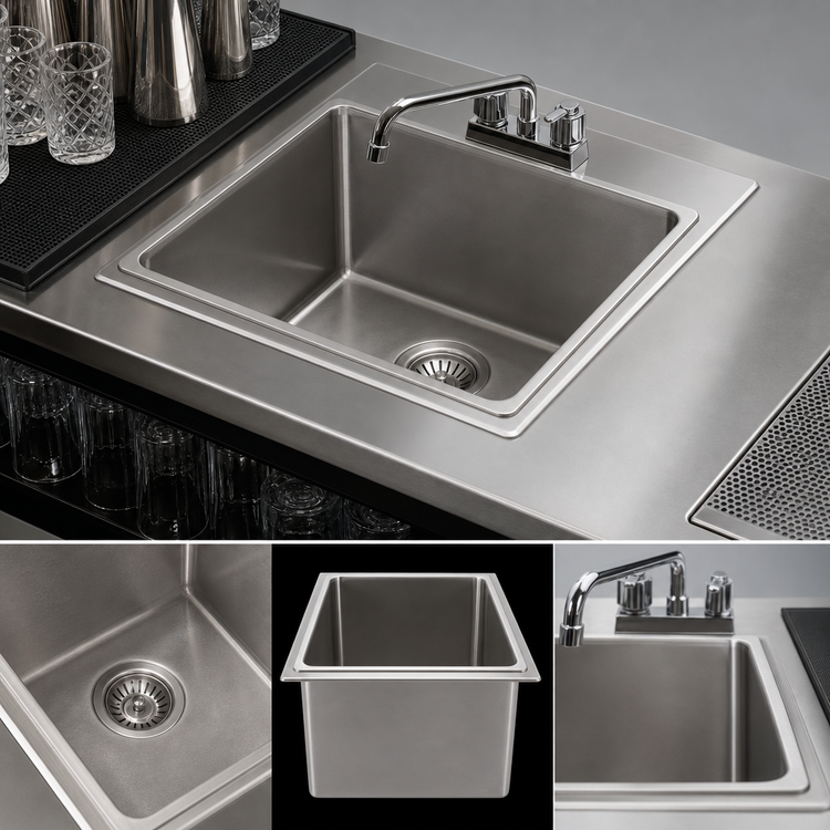 Product image #3 for Drop-In Bar Sink, Single Compartment, 10" x 14" x 10" Bowl, 18/304 Stainless Steel