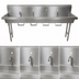 Thumbnail image #3 for BK Resources Four Station Freestanding 304 Stainless Steel Hand Wash Sink, 96 Inch W x 19-7/8 Inch D