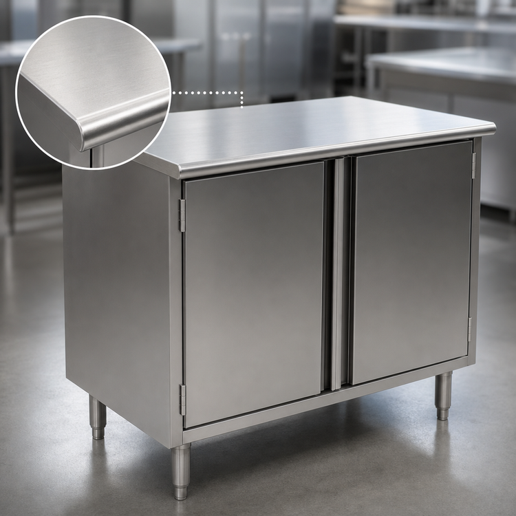 Product image #3 for Eagle Group Spec-Master 60 Inch x 30 Inch Enclosed Work Table with Hinged Doors, 14/304 Stainless Steel Top