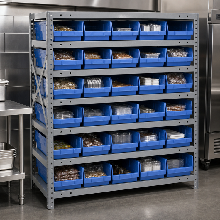 Product image #3 for Quantum Heavy-Duty 36" x 18" Stationary Wire Shelving Unit with 30 Bins
