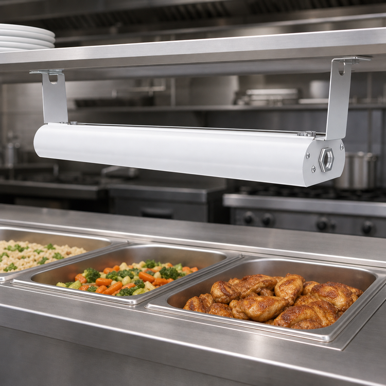 Product image #3 for Vollrath 66 Inch Low Profile Unlighted Strip Heat Lamp, White Hammer Powder Coat, 208V