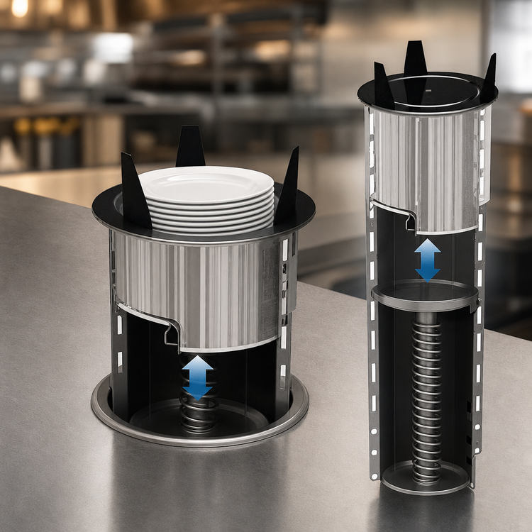 Product image #3 for Atlas Metal Drop-In Heated Shielded Plate Dispenser for 6-1/2 Inch Round Plates