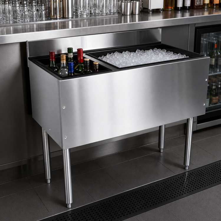 Product image #3 for CHOICE 36-Inch Underbar Combo Ice Bin/Cocktail Unit with 10-Circuit Cold Plate