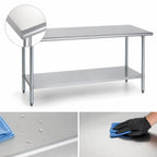 Thumbnail image #3 for Duke Manufacturing 314S-3684 84 x 36 Inch 300-Series Stainless Steel Work Table with Undershelf, Open Base, Without Backsplash
