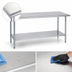Thumbnail image #3 for Duke Manufacturing 84 x 36 Inch 300-Series Stainless Steel Work Table with Undershelf and Posts, 36 Inch High, Without Backsplash