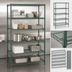 Thumbnail image #3 for Quantum 5-Shelf Stationary Wire Shelving Starter Kit, 54 x 18 x 86 Inch, Green Epoxy Antimicrobial Finish