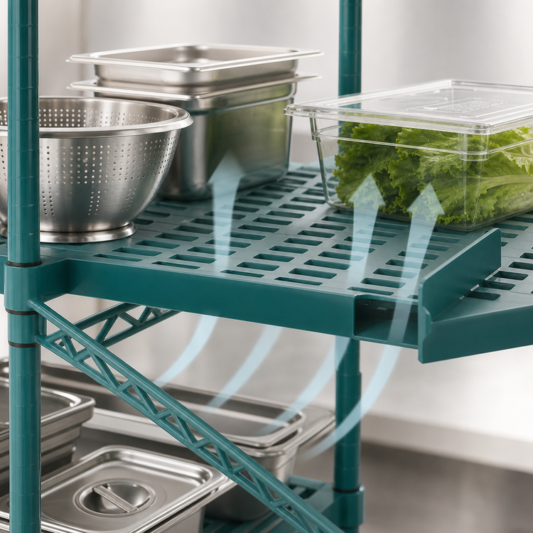 Product image #3 for Eagle Group QuadPlus 60 x 18 Inch Louvered Polymer Shelf Mat with MICROGARD Antimicrobial Protection