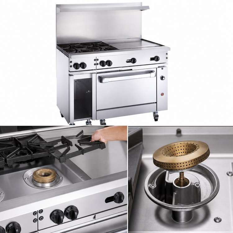 Product image #3 for Vulcan Endurance 48-Inch Gas Restaurant Range with 2 Open Burners, 36-Inch Griddle, and Convection Oven