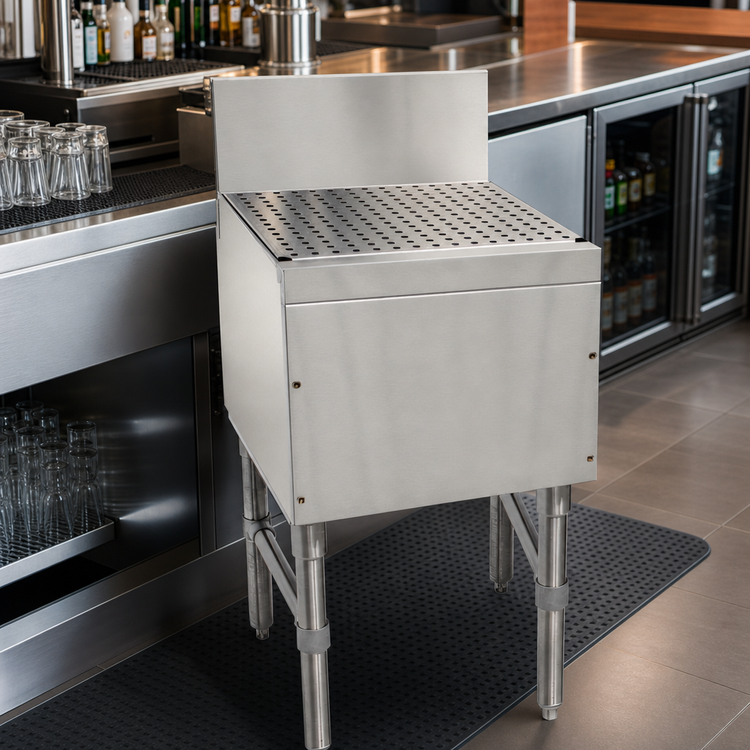 Product image #3 for Advance Tabco Prestige 42-Inch Free-Standing Underbar Drainboard with 7-Inch Backsplash