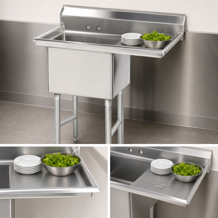 Product image #3 for Advance Tabco Special Value Series Single-Compartment Fabricated Sink with 24-Inch Right Drainboard, 24 x 24 x 14-Inch Bowl