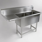 Thumbnail image #3 for John Boos Pro-Bowl 2PB1824-1D30L 2-Compartment Stainless Steel Sink with Left Drainboard, 18" x 24" x 12" Compartments, 16/300 Steel
