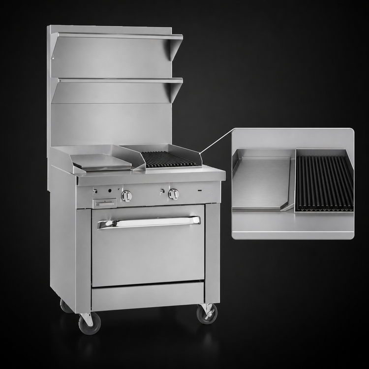 Product image #3 for Southbend Platinum 32-Inch Heavy Duty Gas Range with 16-Inch Griddle, 16-Inch Charbroiler, and Convection Oven