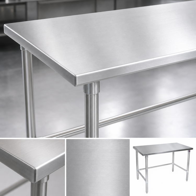 Product image #3 for John Boos 48" x 48" 16-Gauge Type 300 Stainless Steel Work Table with Open Stainless Steel Base, ST6-4848SBK