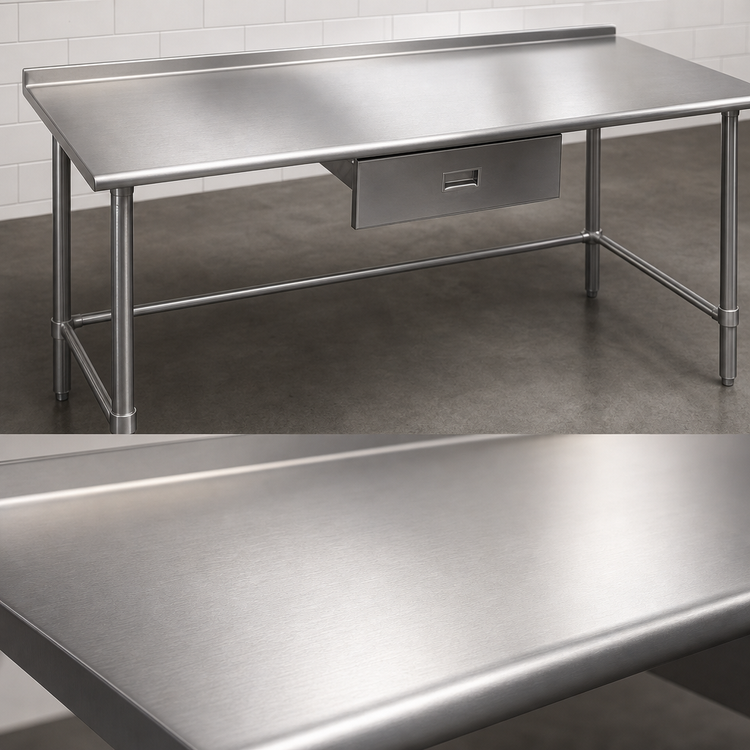 Product image #3 for Eagle Group Budget Series 144-Inch x 36-Inch Stainless Steel Work Table with 1-1/2-Inch Rear Up-Turn