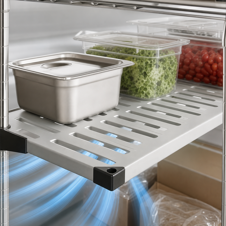 Product image #3 for Metro Super Erecta 48 x 24 Inch Stainless Steel Louvered/Embossed Shelf with Raised Ship's Edge