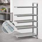 Thumbnail image #3 for Cambro Camshelving® Elements EXA184284VS5480 5-Tier Stationary Add-On Polymer Shelving Unit, 4 Vented/1 Solid, 18"D x 42"W x 84"H, Gray