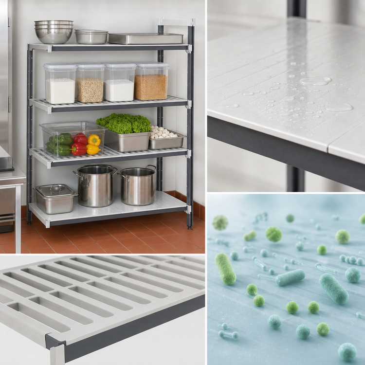 Product image #3 for Cambro Camshelving Elements XTRA Stationary Add-On Shelving Unit, 18 x 30 x 72 Inches, 4-Tier Vented and Solid, Speckled Gray