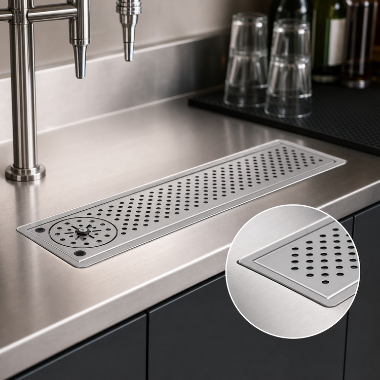 Product image #3 for Glastender 30-Inch Drop-In Rinser Faucet Drain Tray with 1/2-Inch Drain