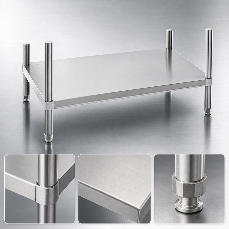 Product image #3 for Advance Tabco Stainless Steel Dishtable Undershelf with Adjustable Die Cast Leg Clamps, 18 in. W x 24 in. D