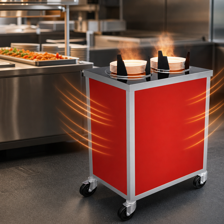 Product image #3 for Atlas Metal MEPD2H-8-1/8 Heated Mobile Double Plate Dispenser with Enclosed Base