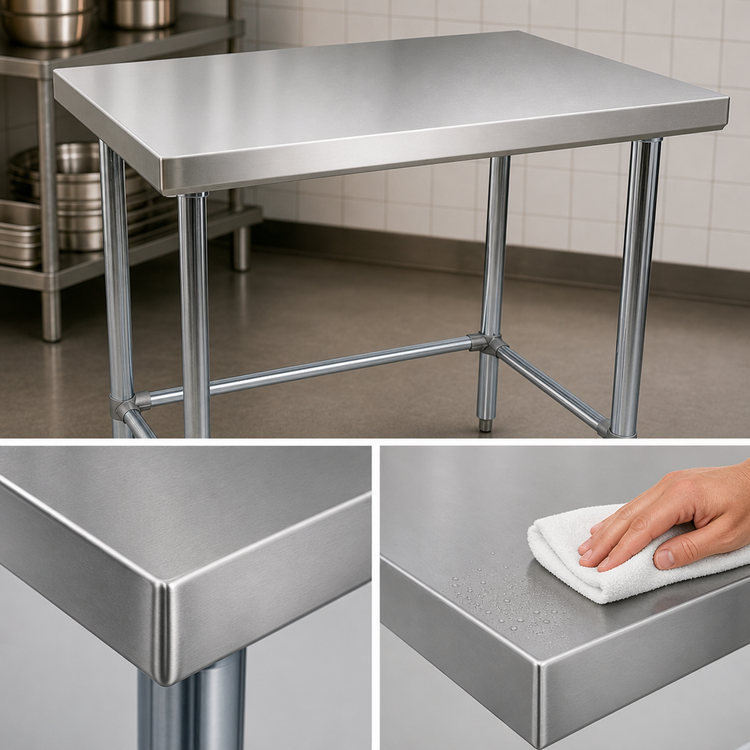 Product image #3 for BK Resources 30" x 30" Corner Stainless Steel Work Table with Galvanized Open Base
