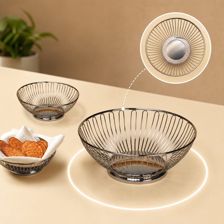 Product image #3 for 11-Inch Round 18/8 Stainless Steel Serving Basket