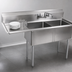 Thumbnail image #3 for BK Resources Two-Compartment Stainless Steel Sink with Left Drainboard, 24 x 24 x 14 Inch Bowls