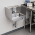Thumbnail image #3 for BK Resources Wall-Mount 304 Stainless Steel Hand Sink with 14 x 10 x 5 Inch Bowl, Faucet, Side Splashes and P-Trap