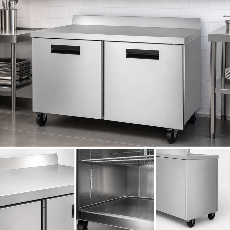 Product image #3 for Hoshizaki Steelheart WR60B-01 Two-Section 60-Inch Worktop Refrigerator with Solid Doors