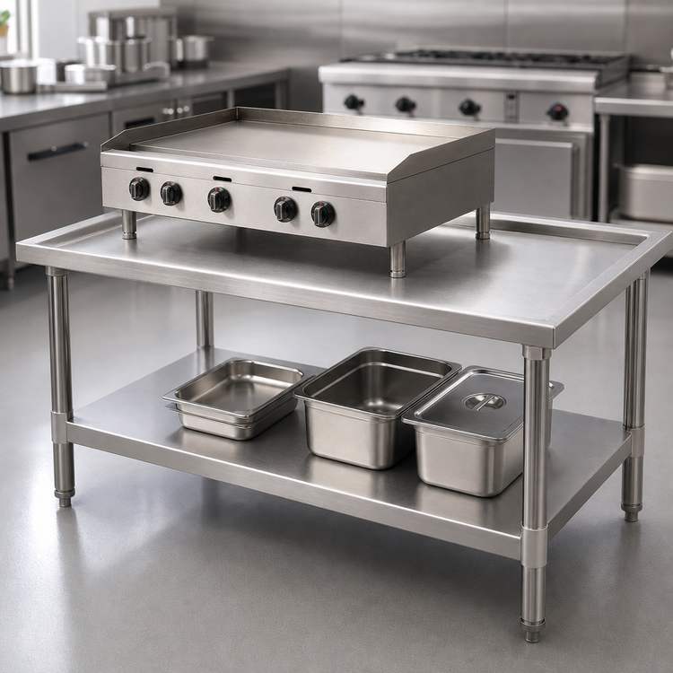 Product image #3 for Eagle Group Stainless Steel Griddle/Equipment Stand with Adjustable Undershelf, 36-3/8 Inch W x 30-3/8 Inch D