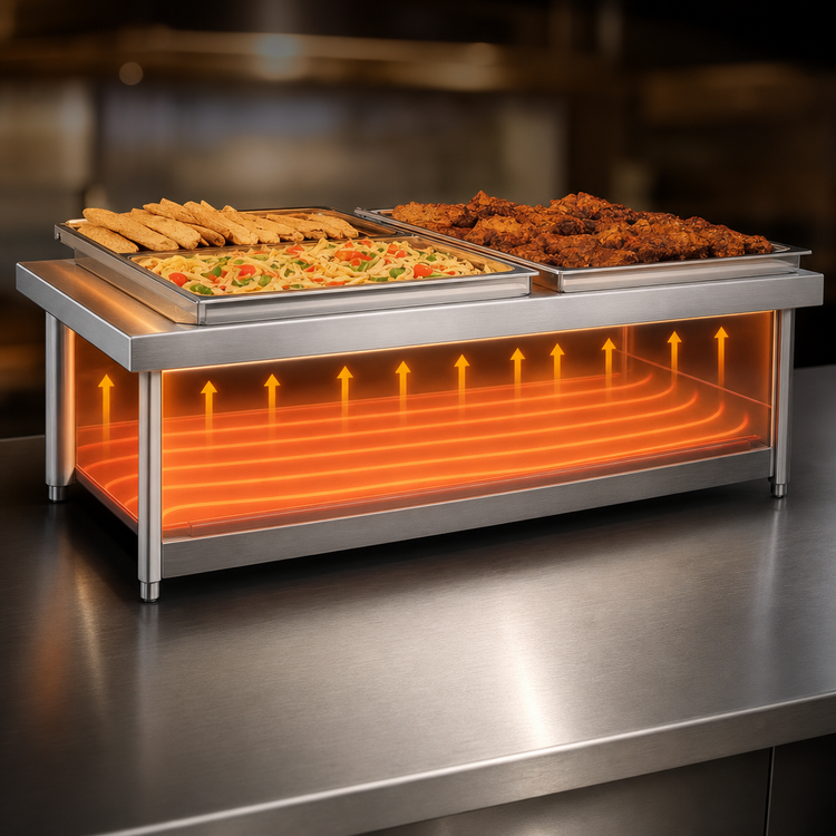 Product image #3 for Hatco Glo-Ray® Freestanding Heated Shelf, 60 Inch W x 13-3/4 Inch D, Stainless Steel Top