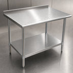 Thumbnail image #3 for Serv-Ware T2430CWP-3-T 30 x 24 Inch Stainless Steel Work Table with 2-Inch Turnup, 18-Gauge 304 Top and Galvanized Undershelf