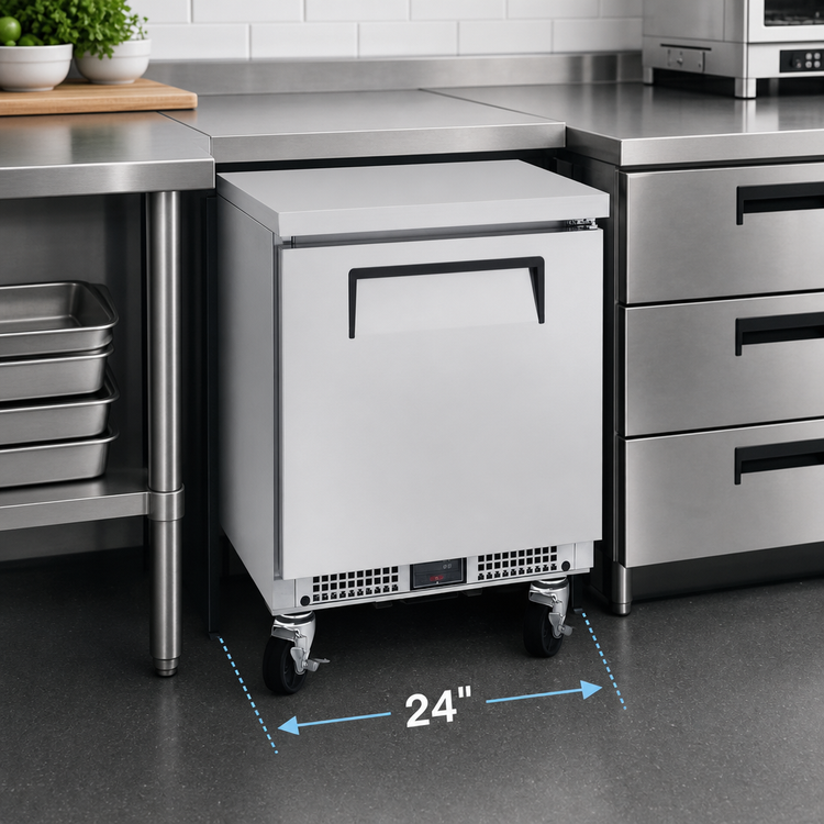 Product image #3 for Turbo Air M3 Series 24-Inch Shallow Depth One-Section Undercounter Refrigerator, Solid Door