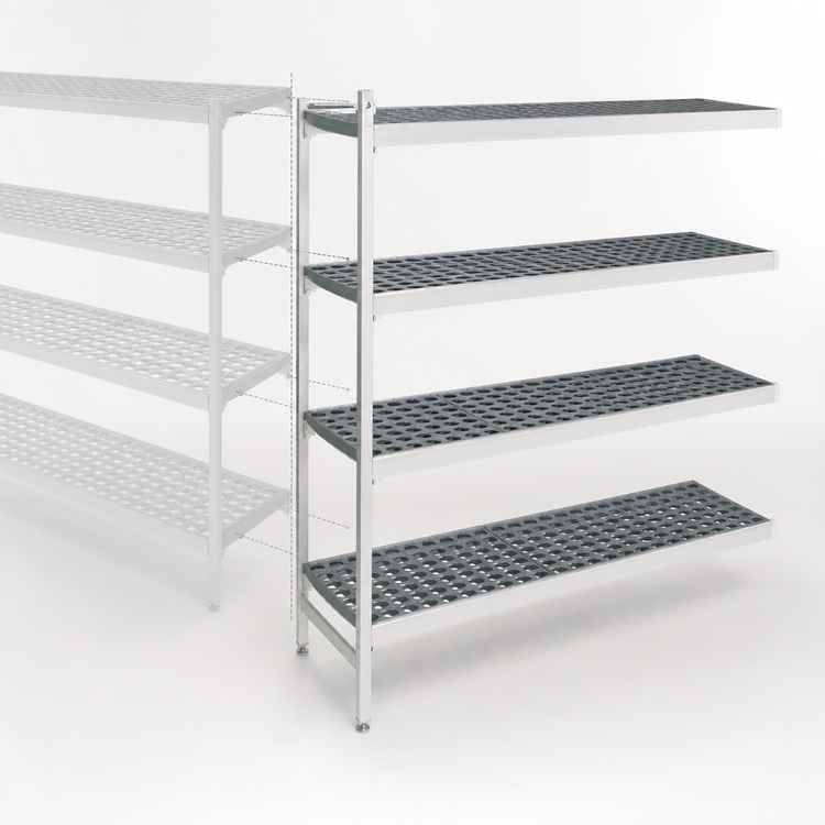 Product image #3 for Fermostock 4-Tier Polymer Add-On Shelving Expansion Kit, 59" W x 14" D x 83" H