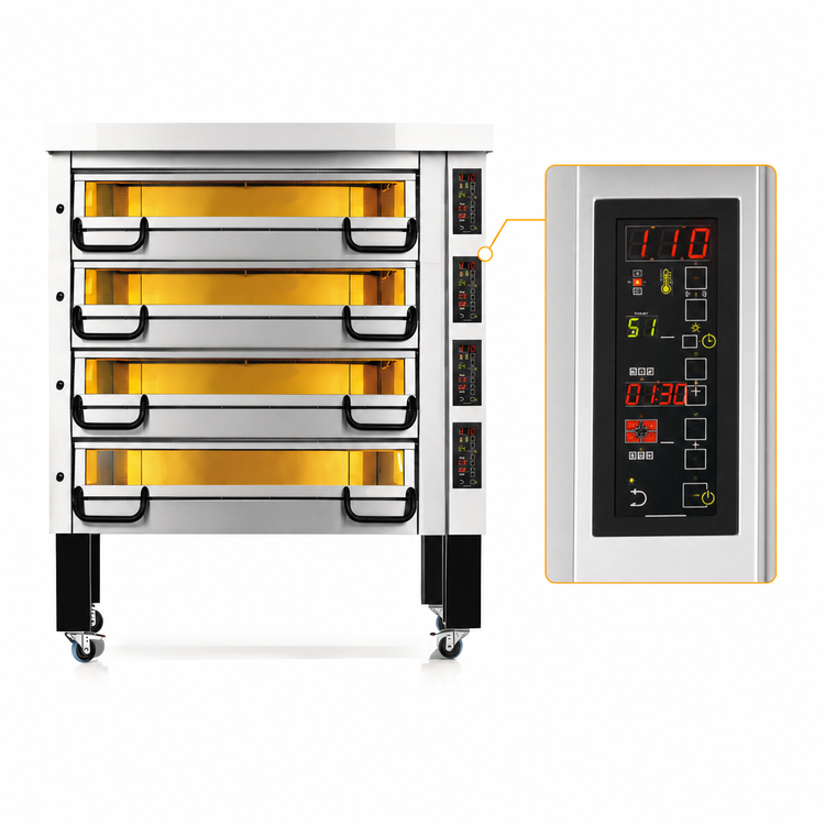 Product image #3 for PizzaMaster PM 734ED 4-Deck Electric Pizza Oven with Ceramic Clay Stones and Stand