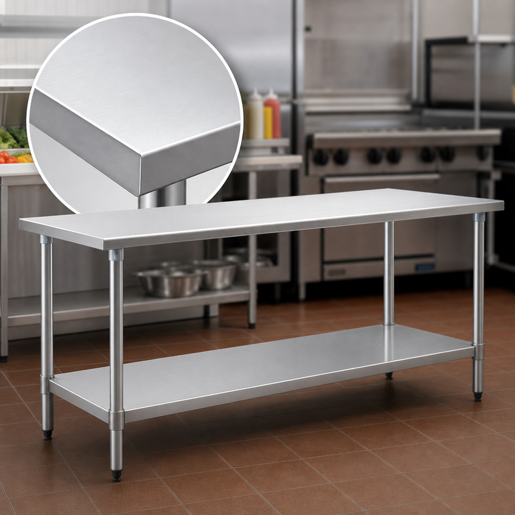 Product image #3 for Eagle Group Budget Series 72-Inch x 24-Inch 430 Stainless Steel Work Table with Adjustable Undershelf
