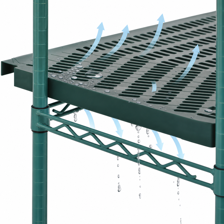 Product image #3 for Eagle QuadPLUS Louvered Polymer Shelf Mat with Quad-Adjust Wire Frame — 54 in. x 21 in., Green, MICROGARD Antimicrobial
