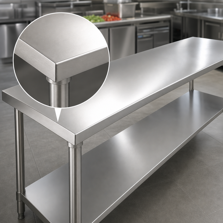 Product image #3 for Eagle Spec-Master Marine Series 14-Gauge Stainless Steel Work Table with Adjustable Undershelf, 144 x 30 Inches