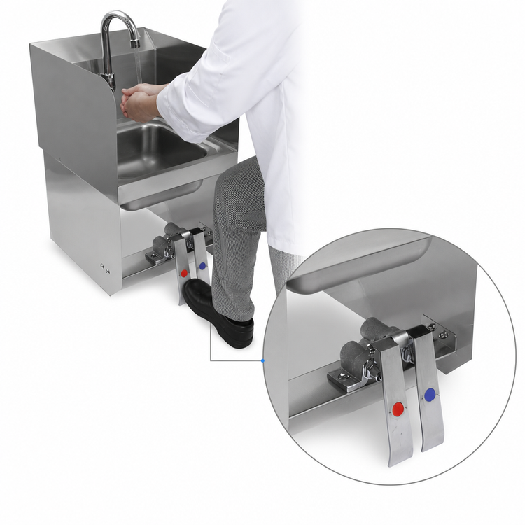 Product image #3 for John Boos Pro-Bowl Wall-Mount Stainless Steel Hand Sink with Double Knee Valves