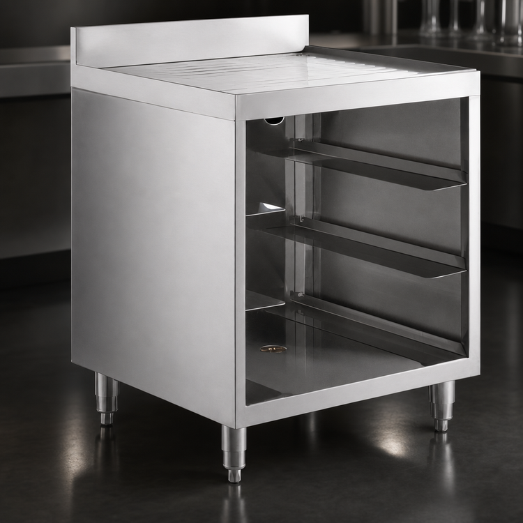 Product image #3 for Steel Works Stainless SWGRSU-2124-CT Underbar Glass Storage Unit with Drainboard Top
