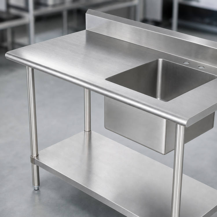 Product image #3 for Sapphire Manufacturing 72-Inch Stainless Steel Work Table With Right-Side Prep Sink and Adjustable Undershelf