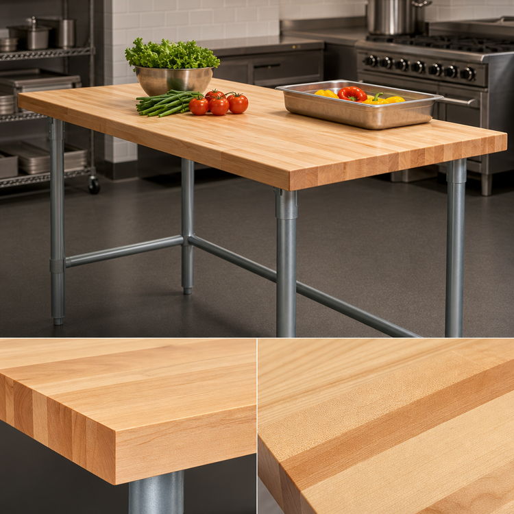 Product image #3 for John Boos 60 x 36 Inch Wood Top Work Table with 1-1/2 Inch Maple Top and Galvanized Base