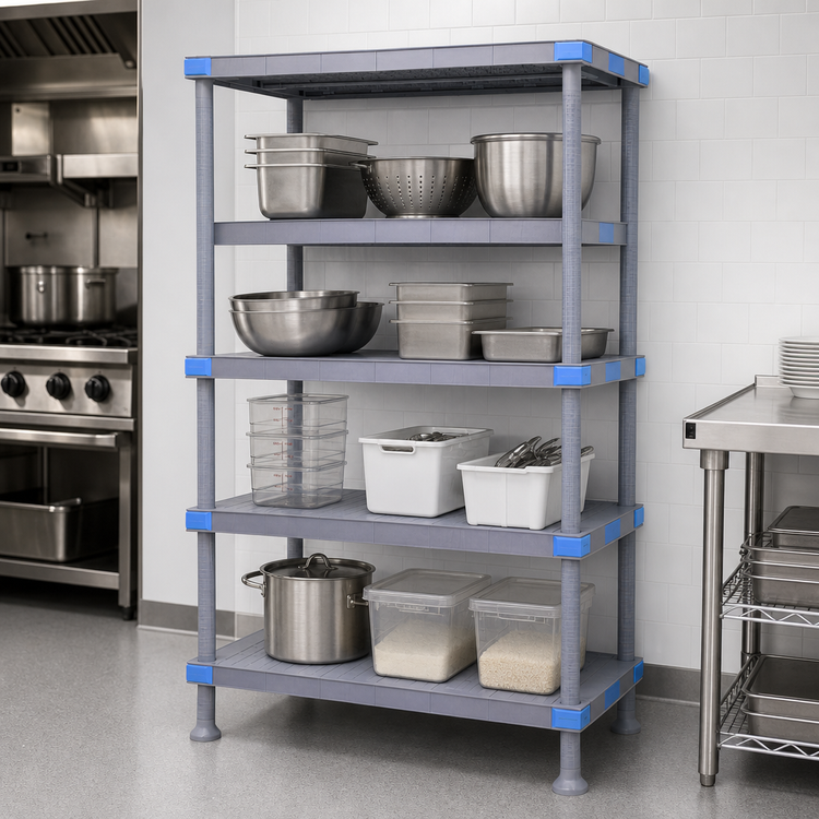 Product image #3 for Quantum Millenia 60"W x 18"D x 62"H Polymer Shelving Unit with 4 Solid Shelves