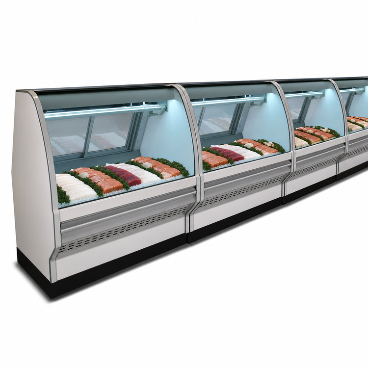 Product image #3 for Howard-McCray 40E Series SC-CFS40E-4C-LED Fish and Poultry Curved Glass Self-Contained Refrigerated Display Case, 51.5 Inch, White